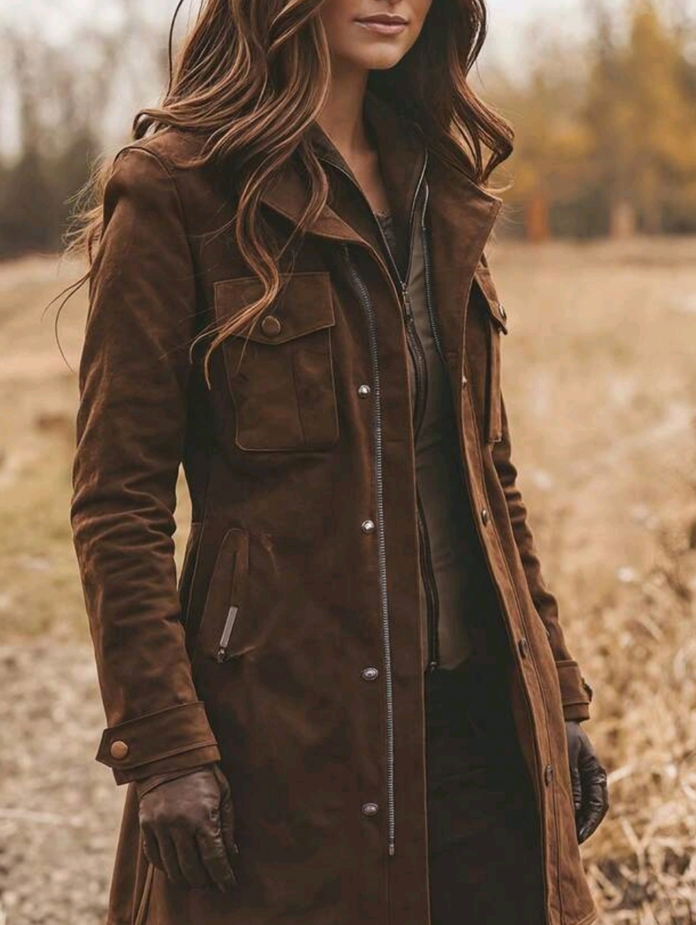 This New Women's Retro-Style Elegant Suede Casual Jacket - Picture 3 of 5
